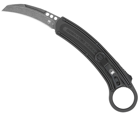 [099654033489] CobraTec Knives CTBKRH Karambit  2.75" Folding Plain Stonewashed D2 Steel Blade, 5.88" Black Anodized w/Finger Ring Aluminum Handle