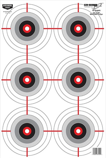 [029057370379] Birchwood Casey BC-37037 EZE-Scorer  Bullseye Hanging Paper 23" x 35" Black/Gray/Red 5 Pack