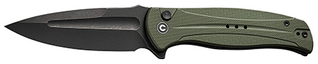 [689826336762] Civivi Knives C23053-2 Incindie  3.48" Folding Spear Point Plain Black Stonewashed 14C28N Steel Blade, OD Green Textured G10 Handle