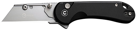 [689826335437] Civivi Knives C23039B-1 Elementum Utility All Purpose Utility Plain 6Cr13 Stainless Steel Blade, Black Aluminum Handle, 3 Blades  &  Pouch