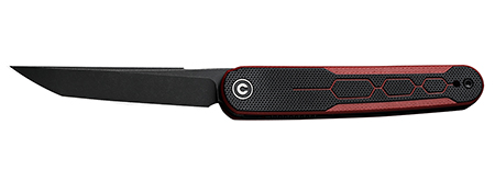 [689826334973] Civivi Knives C23015-1 KwaiQ  2.97" Folding Plain Black Stonewashed Nitro-V Steel Blade, Black/Burgundy Textured G10 Handle