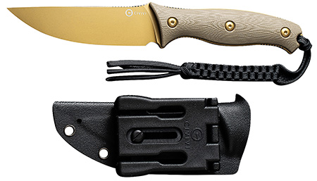 [689826333860] Civivi Knives C23041-2 Stormridge  3.92" Fixed Straight Back Plain Desert Tan Stonewashed Nitro-V Steel Blade, Tan Textured G10 Handle