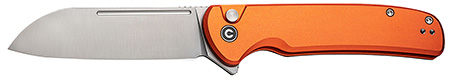 [689826332573] Civivi Knives C20022B-2 Chevalier II  EDC 3.47" Folding Sheepsfoot Plain Satin 14C28N Steel Blade, Orange Aluminum Handle