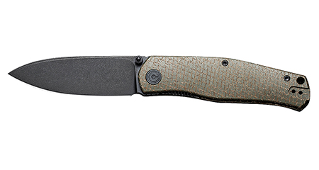 [763416246065] Civivi Knives C22007-2 Sokoke  EDC 3.35" Folding Drop Point Plain Black Stonewashed 14C28N Steel Blade, Green Textured Burlap Micarta Handle