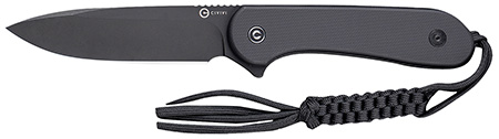 [672975137434] Civivi Knives C2105A Elementum  3.98" Fixed Plain Black Stonewashed D2 Steel Blade, 4.50" Black G10 Handle