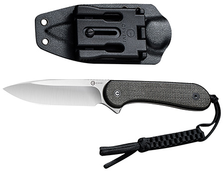 [763416241633] Civivi Knives C2105B Elementum  3.98" Fixed Plain Satin D2 Steel Blade, 4.50" Dark Green Micarta Handle