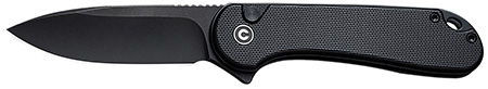 [763416245778] Civivi Knives C18062P-1 Elementum II  EDC 2.96" Folding Drop Point Plain Black Stonewashed Nitro-V Steel Blade, Black Textured G10 Handle