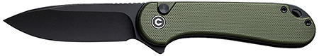 [763416245792] Civivi Knives C18062P-3 Elementum II  EDC 2.96" Folding Drop Point Plain Black Stonewashed Nitro-V Steel Blade, OD Green Textured G10 Handle