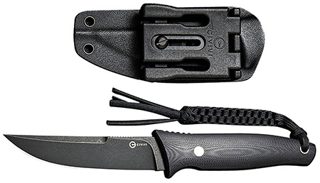 [763416241268] Civivi Knives C19046-3 Tamashii  4.07" Fixed Straight Back Plain Black Stonewashed D2 Steel Blade, 4.73" Black Textured G10 Handle