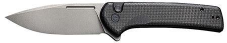 [763416241145] Civivi Knives C21006-1 Conspirator  3.48" Folding Plain Gray Stonewashed Nitro-V Steel Blade, Black Textured Micarta Handle