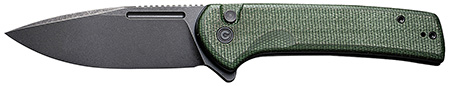 [763416241152] Civivi Knives C21006-2 Conspirator  3.48" Folding Plain Black Stonewashed Nitro-V Steel Blade, Green Textured Micarta Handle