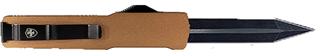 [093674823686] Templar Knife MAAB121 Premium LW  Slim 3.25" OTF Dagger Plain Black Oxide Stonewashed Powder Coated D2 Steel Blade, 5" Bronze Anodized Aged Aluminum Handle