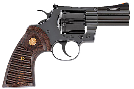 [098289003584] Colt Mfg PYTHONBP3WTS Python  357 Mag/38 Special 6 Shot 3" Blued Carbon Steel Vent Rib Barrel, Cylinder  &  Frame, Wood Grip, Exposed Hammer