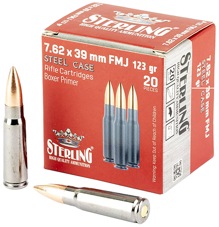 [8698779971205] Sterling 8698779971205 Centerfire Rifle  7.62X39 123gr Full Metal Jacket 20 Per Box/50 Case