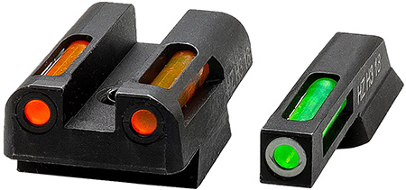 [613485590081] HiViz CZN421 LiteWave H3 Fiber-Optic Sight Set Green Tritium/White Outline w/ Litepipes Orange Fits CZ 75, 85, P-01