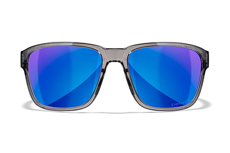 [712316007337] Wiley X AC6TRK09 Trek  M/L Blue Mirror Lens Polycarbonate Gloss Crystal Dark Gray Frame