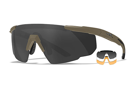 [712316063739] Wiley X 308T Saber Advanced  Smoke Gray/Clear/Light Rust Lens Polycarbonate Matte Tan Frame