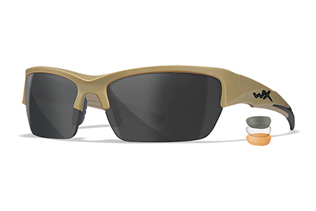 [712316090612] Wiley X CHVAL06T Valor  Medium Smoke Gray/Clear/Light Rust Lens Polycarbonate Matte Tan Frame