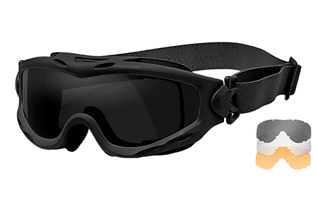 [712316060479] Wiley X SP293B Spear Goggles Smoke Gray/Clear/Light Rust Lens Matte Black Frame
