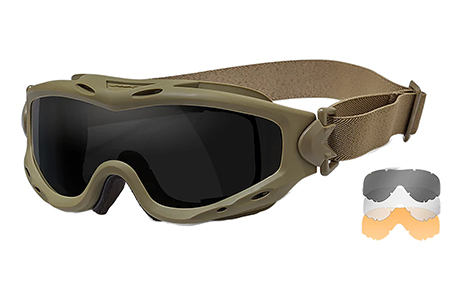 [712316060493] Wiley X SP293T Spear Goggles Smoke Gray/Clear/Light Rust Lens Tan Frame
