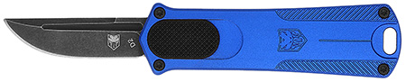 [099654040937] CobraTec Knives CALI952BLUDNS California 952 *CA Compliant 1.75" OTF Drop Point Plain Black Stonewashed D2 Steel Blade, 3" Blue Anodized Aluminum Handle