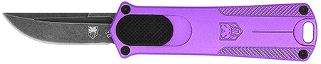 [099654040968] CobraTec Knives CALI952PURDNS California 952 *CA Compliant 1.75" OTF Drop Point Plain Black Stonewashed D2 Steel Blade, 3" Purple Anodized Aluminum Handle