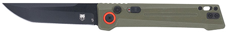 [753389272895] CobraTec Knives CTIFRODG Inferno  3.50" OTF Tanto Plain Black TiCN D2 Steel Blade, 4.75" OD Green Textured Handle