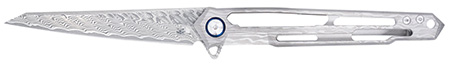 [753389271546] CobraTec Knives CTGSTDAMWNS Ghost  3.88" Folding Wharncliffe Plain Damascus Blade, 4.94" Cut Out Titanium Handle