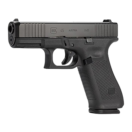 [764503033636] Glock UA455S201 G45 Gen5 9mm Luger 17+1 4.02" Black GMB Barrel, Black nDLC Serrated Steel Slide, Black Polymer Frame w/Picatinny Rail, Interchangeable Backstrap Grip, Ambidextrous