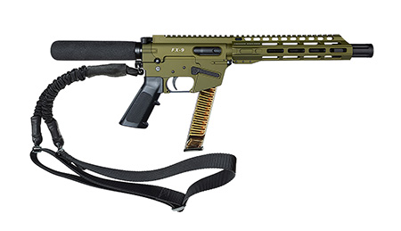 [856169007684] FREEDOM ORDNANCE FX9P10T-ODG FX9  9mm Luger 31+1 10" Black Nitride Stainless Steel Barrel, M-LOK Handguard, Black Anodized Aluminum Picatinny Rail Receiver, OD Green Pistol Tube, AR15 Grip, Right Hand