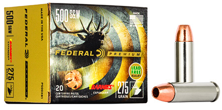 [029465098360] Federal P500XB1 Premium  500S&W Mag 275gr Barnes Expander BRX 20 Per Box/10 Case