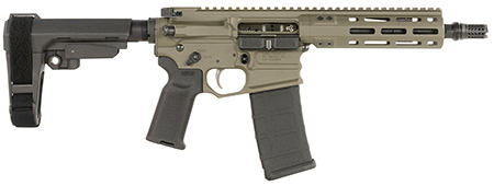 [850060560200] Cobalt Kinetics CKPROLITE30075CKG Pro Lite  300 Blackout 30+1 7.50" Black Melonite Barrel, CK Green Aluminum Receiver w/Picatinny Rail, Black Polymer SB Tactical SBA3 Brace, Black Polymer Grip