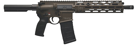 [642230271050] HK 81001201 MR556 A4 5.56x45mm 30+1 11" Black Threaded Barrel, M-LOK Handguard, Patriot Brown Picatinny Rail Receiver, Black Synthetic Pistol Tube, Black Polymer Grip, Ambidextrous