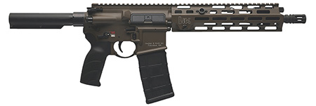 [642230271067] HK 81001202 MR556 A4 5.56x45mm 10+1 11" Black Threaded Barrel, M-LOK Handguard, Patriot Brown Picatinny Rail Receiver, Black Synthetic 6 Position Stock, Black Polymer Grip, Ambidextrous