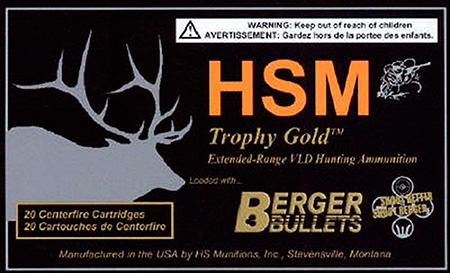 [837306003073] HSM 338LAP300OTM68 Trophy Gold Extended Range 338 Lapua Mag 300 gr Berger Hybrid Tactical Open Tip Match 20 Per Box/ 20 Case