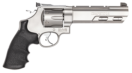 [022188703207] Smith  &  Wesson 170320 PC Model 629 Competitor N-Frame 44 Rem Mag 6 Shot 6" Stainless Steel Adj Weights Barrel, Stainless Cylinder, Stainless Steel Frame, Hogue Synthetic Grip, Exposed Hammer