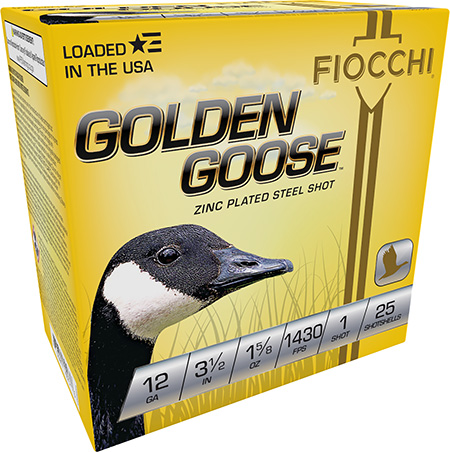 [762344705736] Fiocchi 1235GG1 Golden Goose  12Gauge 3.50" 1 5/8oz 1Shot 25 Per Box/10 Case
