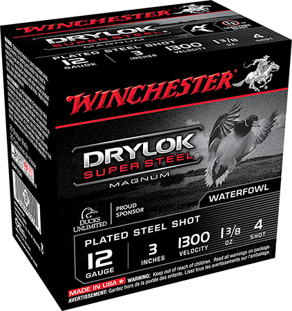 [020892007789] Winchester Ammo XSM1234 Drylok Super Steel Magnum 12Gauge 3" 1 3/8oz 4Shot 25 Per Box/10 Case