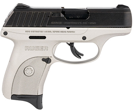 [736676032907] Ruger 3290 EC9s  9mm Luger Black Oxide Alloy Steel 3.12" Barrel 7+1, Savage Silver Cerakote Glass-Filled Nylon Frame, Black Oxide Hardened Alloy Steel Slide, Manual Safety