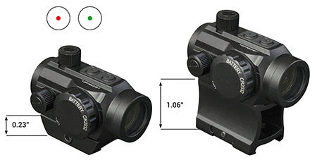 [698156072172] Konus 7217 Nuclear  Matte Black 1x22mm 3 MOA Dual (Red/Green) Illuminated Dot Reticle Features Dual Mounting System
