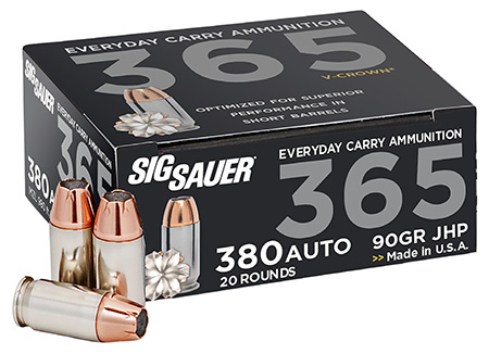 [798681664924] Sig Sauer E380A136520 Elite Performance 365 380ACP 90gr V-Crown Jacketed Hollow Point 20 Per Box/10 Case