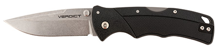 [888151038314] Cold Steel CSFLC3SPSSZ Verdict  3" Folding Clip Point Plain Stonewashed 4116 SS Blade/Black GFN Handle Includes Belt Clip