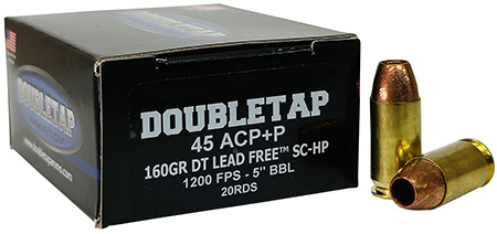 [091037282477] DoubleTap Ammunition 45A160XM   45ACP 160gr Lead Free Hollow Point 20 Per Box/50 Case