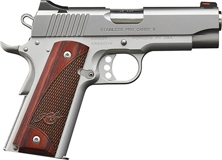 [669278323237] Kimber Mfg, Inc 3200323 Carry II Pro 9mm Luger 9+1 4" Stainless Match Grade Barrel, Satin Silver Serrated Stainless Steel Slide, Satin Silver Aluminum Frame w/Beavertail, Rosewood Grip