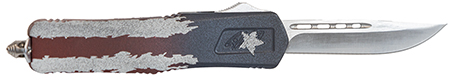 [638457794540] Great Lakes Firearms GLKMDSMTFAMF GLFA  Medium 3.50" OTF Plain Steel Blade, American Flag Cerakote Aluminum Handle