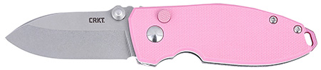 [794023247428] CRKT 2474P SQUID  EDC 2.27" Folding Plain Stonewashed D2 Steel Blade, Pink G10 Handle