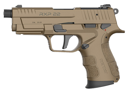 [193212014986] Retay USA RXP22FDE13TH RXP  22 LR 13+1 4" Black Threaded Barrel, Flat Dark Earth Cerakote RMR/RMSc Optic Ready/Serrated Slide, Flat Dark Earth Cerakote Polymer Frame w/Accessory Rail, Textured Grip