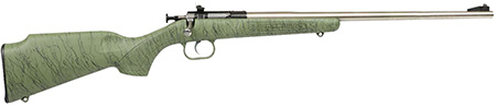 [611613024422] Crickett KSA2442 Gen2  Youth 22 LR 1rd 16.13" Stainless Single Shot Barrel, Stainless Steel Receiver, Green w/Black Webbing Fixed Synthetic Stock