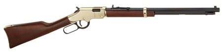 [619835043009] Henry H004V Golden Boy  17 HMR 12+1 20" Octagon Barrel Brasslite American Walnut Right Hand