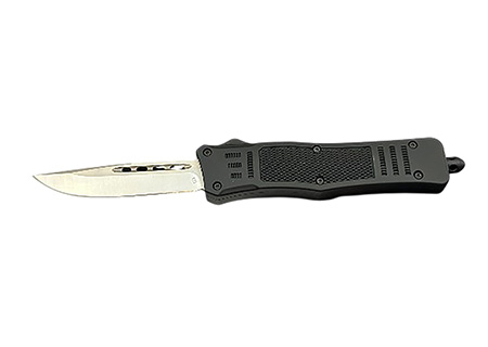 [766646411371] Steel River Knives MT616BULD2DP MT616 Ultralight Mini 2.75" OTF Drop Point Plain Polished D2 Steel Blade, 4.25" Black Aluminum Handle